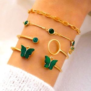 4pcs Rhinestone & Butterfly Decor Bracelet